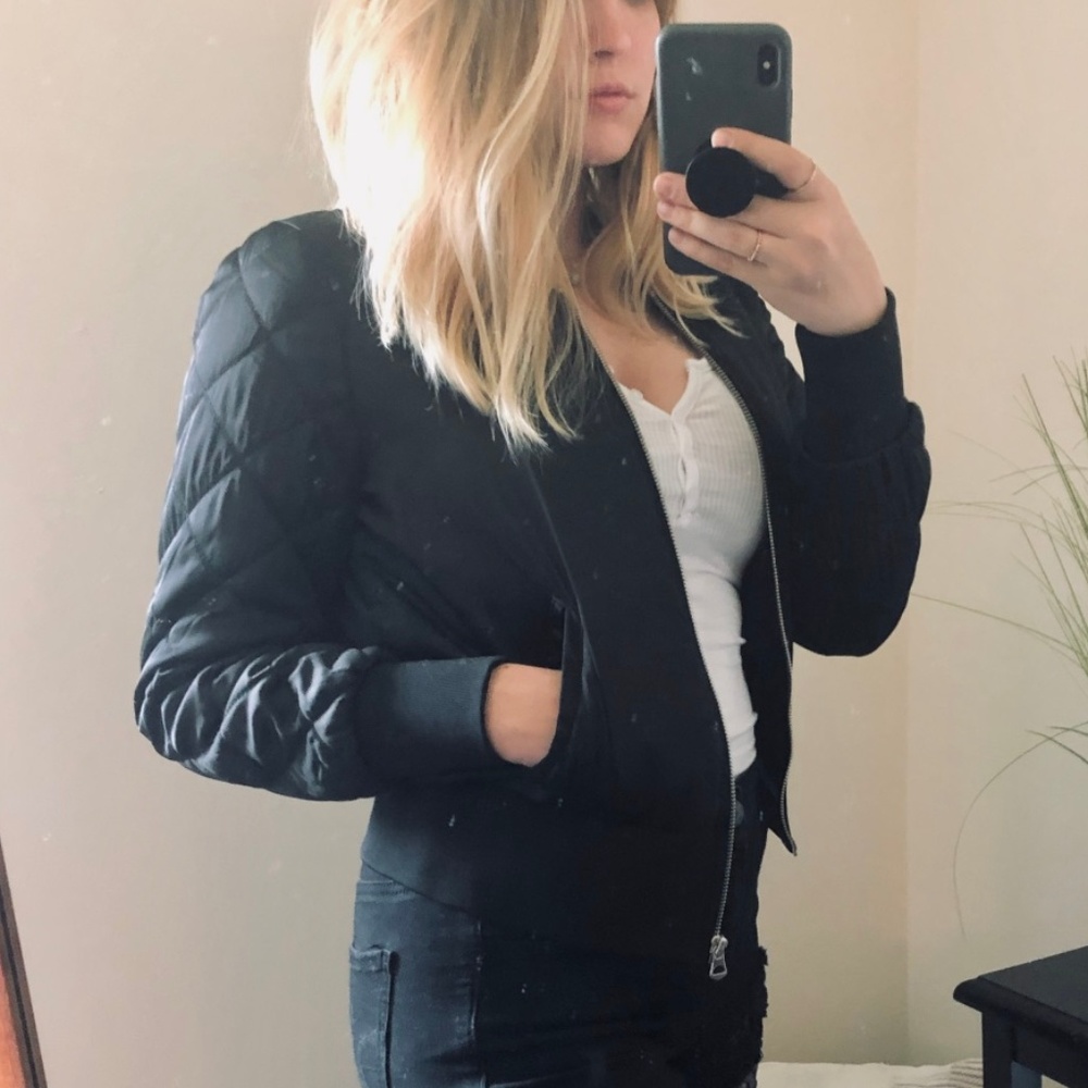 Bomber Jacket with Pleated Sleeves